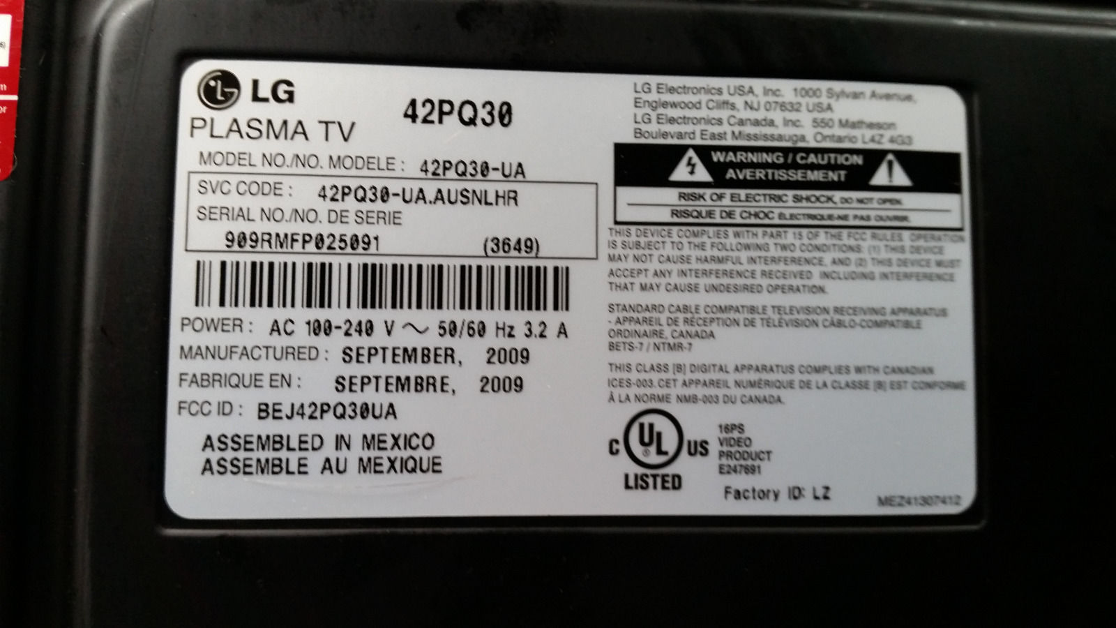 LG EBR63856401 (EAX60770101) Hauptlogik-CTRL-Karte 42PQ10-UB 42P